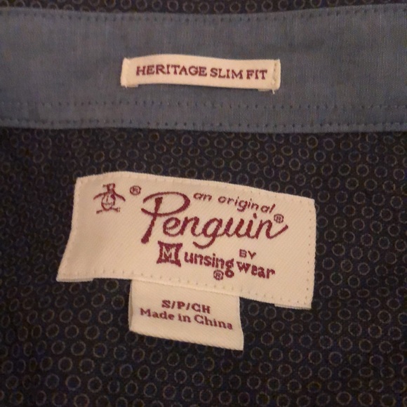 NEW PENGUIN Heritage Slim Fit Evening Blue Shirt-S - Picture 6 of 8